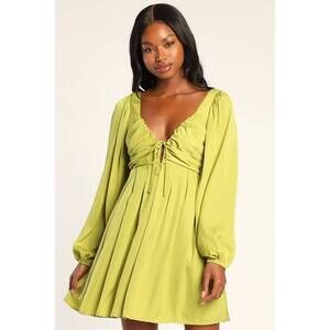 Lulus Forever Tied To You Light Green Satin Tie-back Mini Dress - Size L